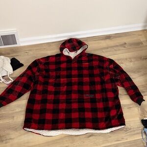 Cozy Red and Black Plaid Comfy with hood